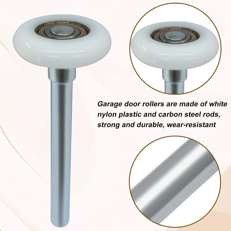 OSVJE 10 Pcs 1.8" Nylon Garage Roller 4.7" Stem, 6200 Bearings Quiet Garage Wheels for Smooth and Stable Garage Track Replacement,High Load Capacity - Image 3